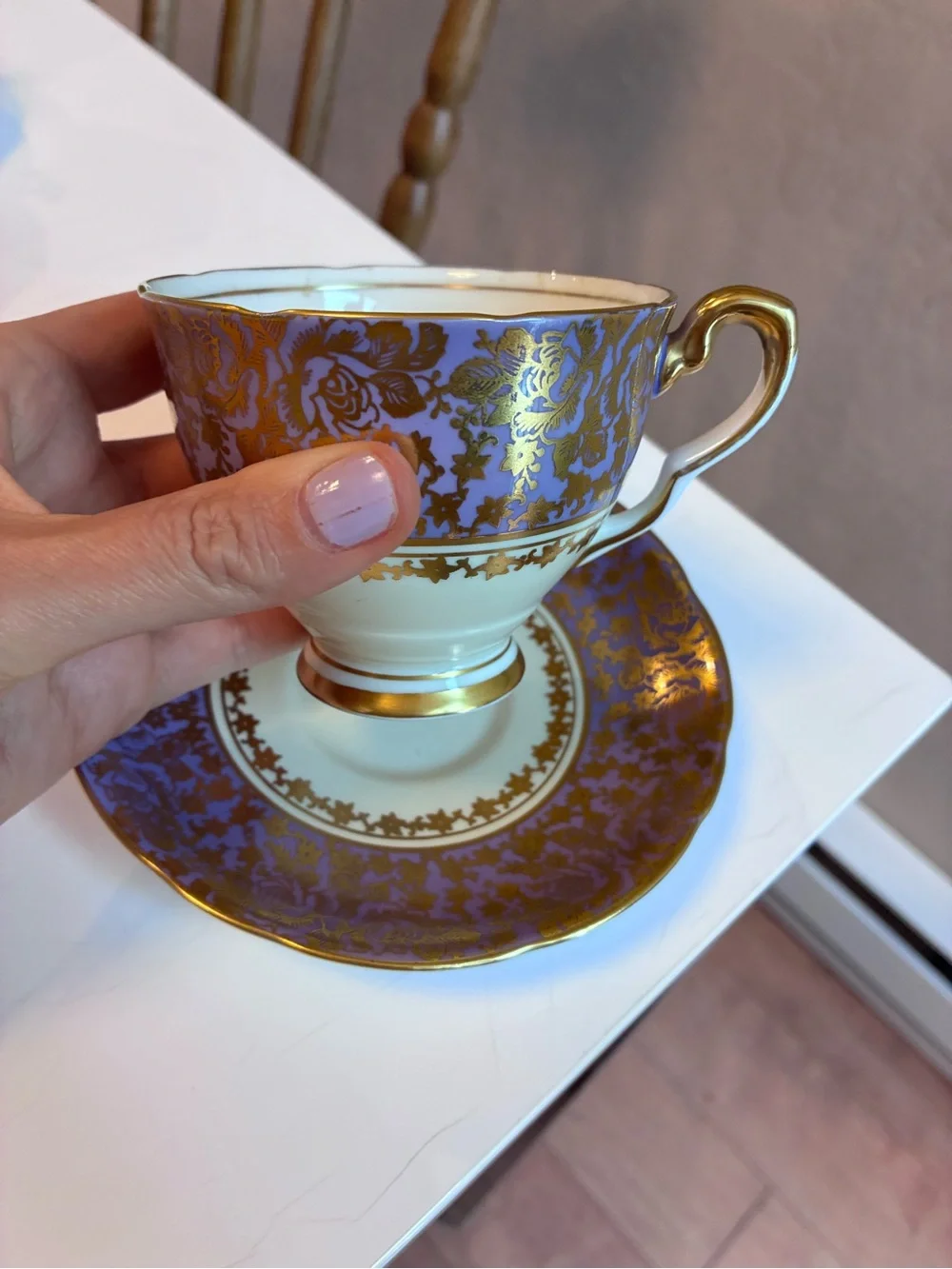 Royal stafford Purple and Gold Porcelain Teacup & Saucer